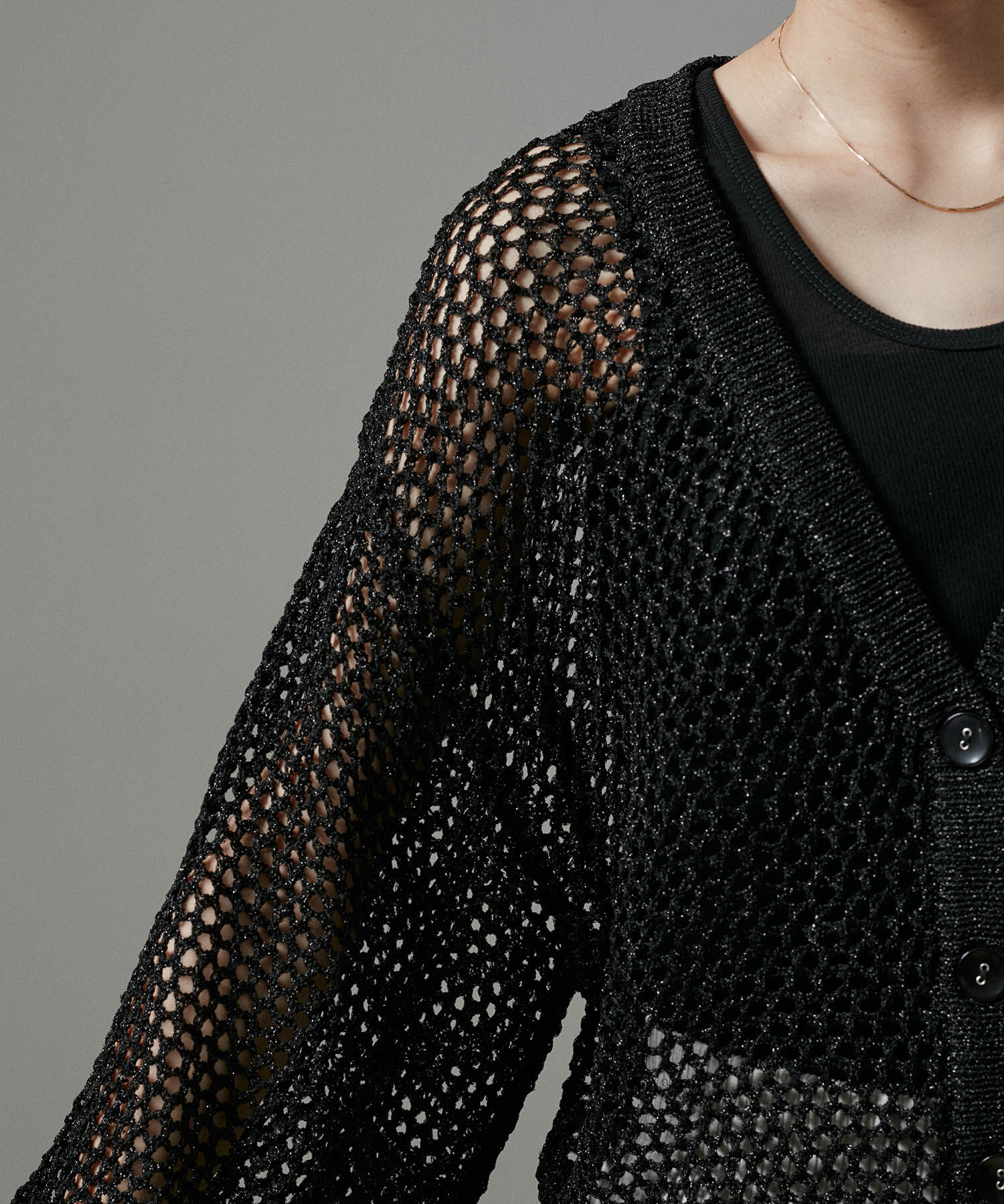 SALON adam et rope'「【WEB限定】ラメメッシュ2WAYカーディガン」|カーディガン|