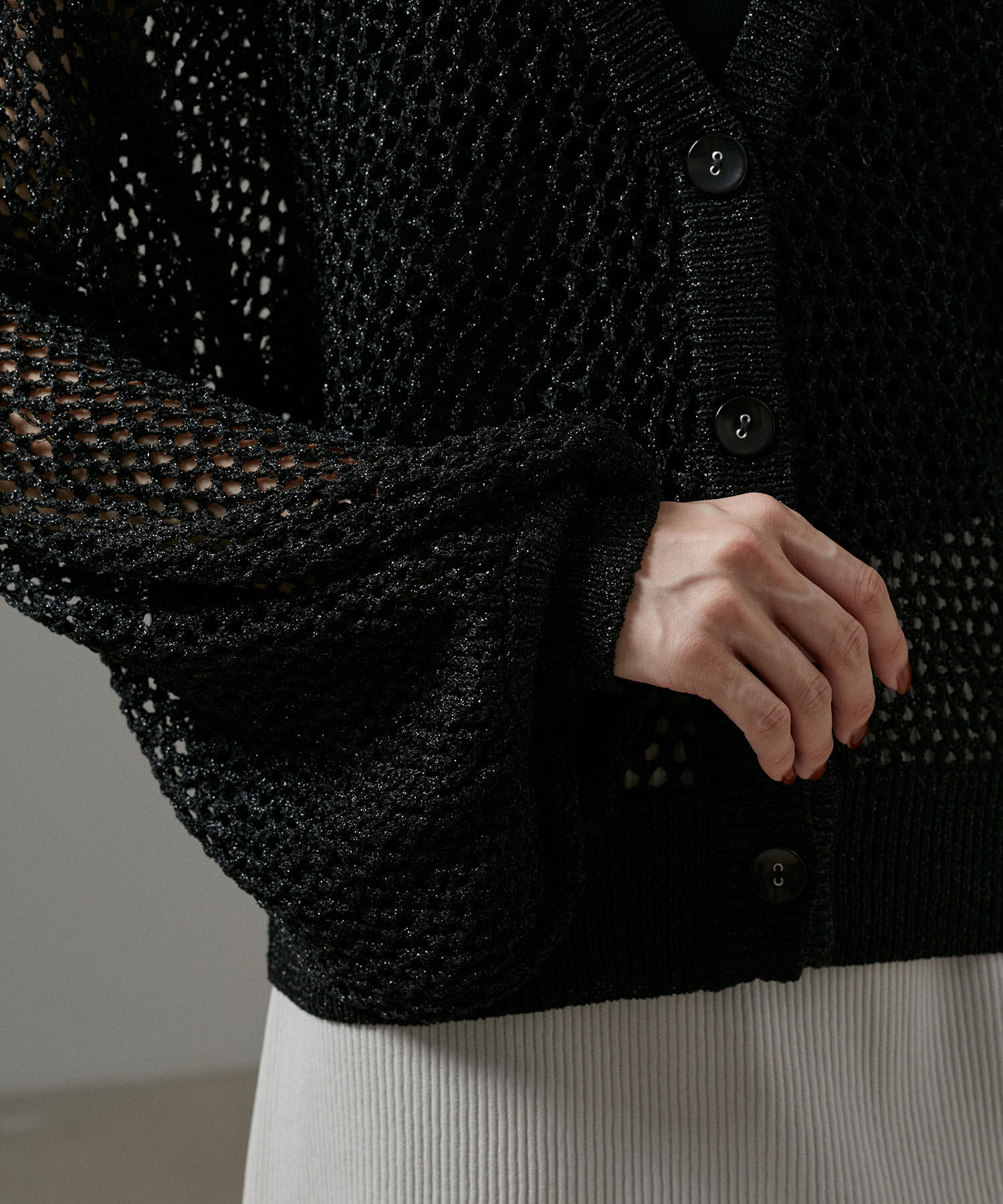 SALON adam et rope'「【WEB限定】ラメメッシュ2WAYカーディガン」|カーディガン|