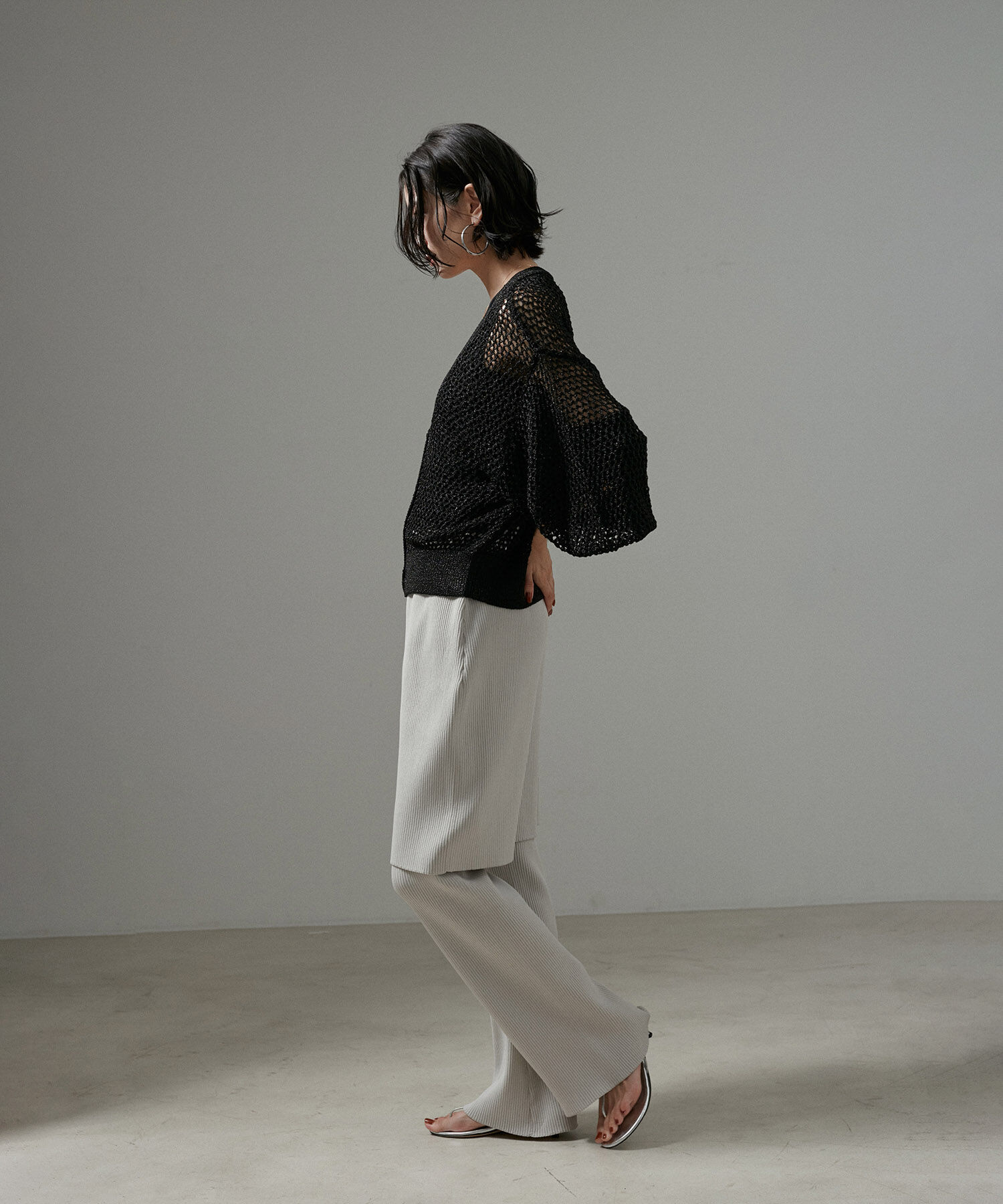 SALON adam et rope'「【WEB限定】ラメメッシュ2WAYカーディガン」|カーディガン|