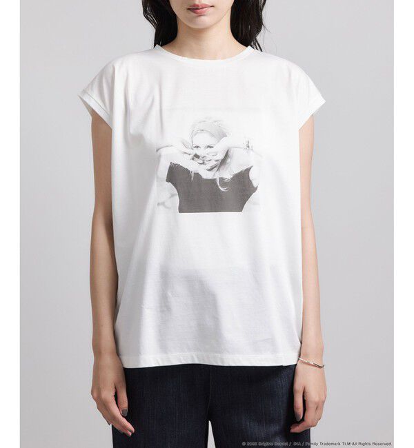 ROPE「【Brigitte Bardot&times;ROPE'・コラボ】プリントアームレットT-shirt【洗える・洗濯耐久性・接触冷感】」|Tシャツ・カットソー|