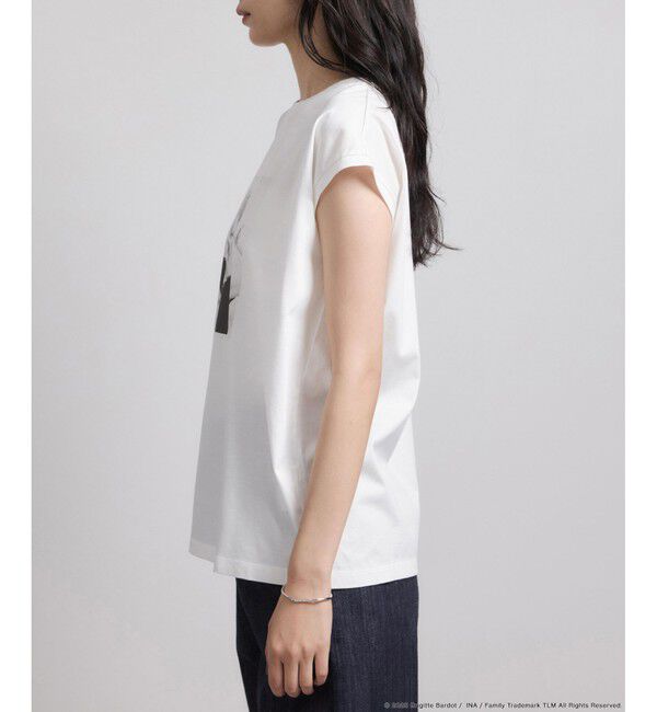 ROPE「【Brigitte Bardot&times;ROPE'・コラボ】プリントアームレットT-shirt【洗える・洗濯耐久性・接触冷感】」|Tシャツ・カットソー|