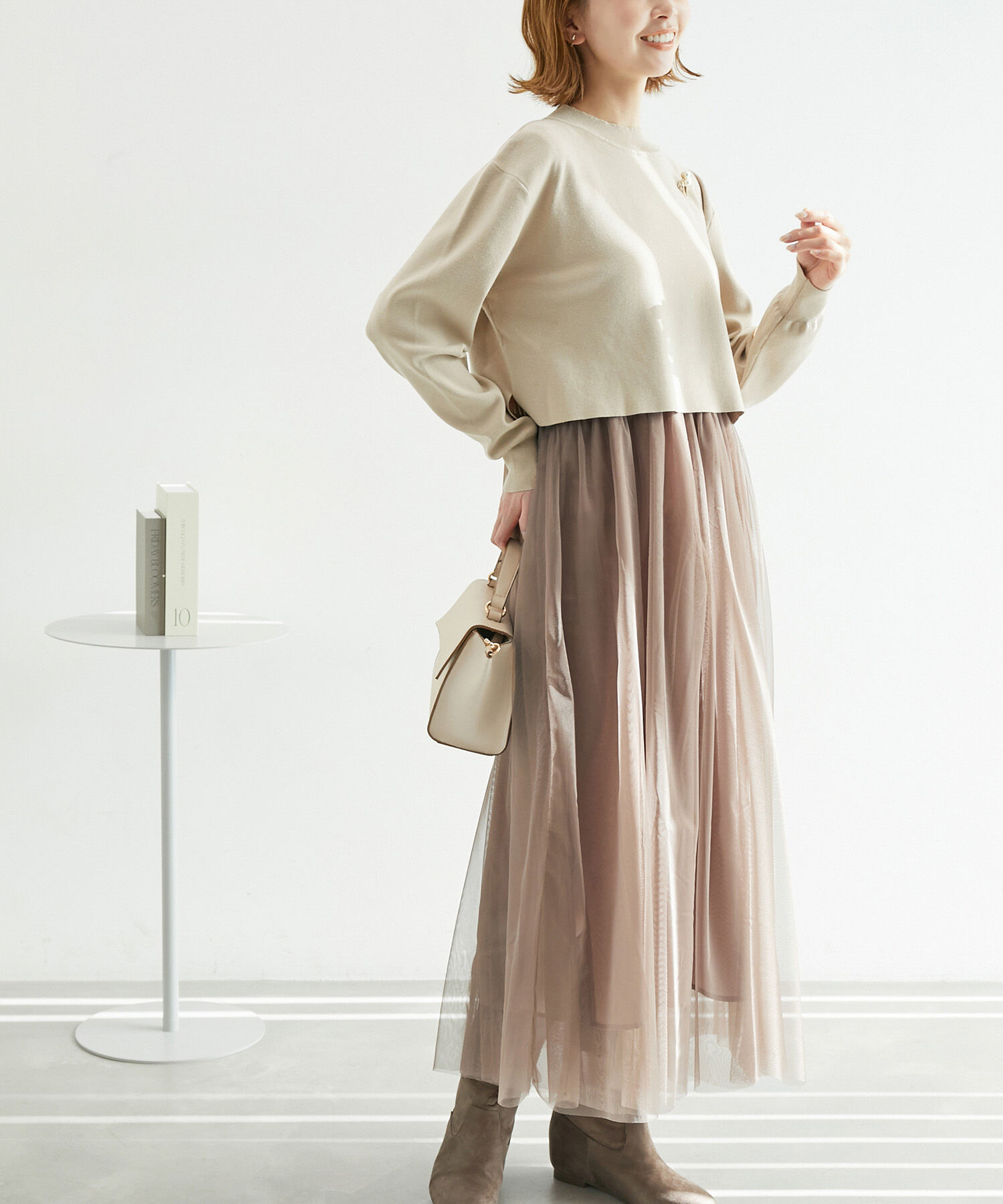 Rope&rsquo;Picnic「【WEB限定】ドッキングチュールワンピース」|ワンピース|