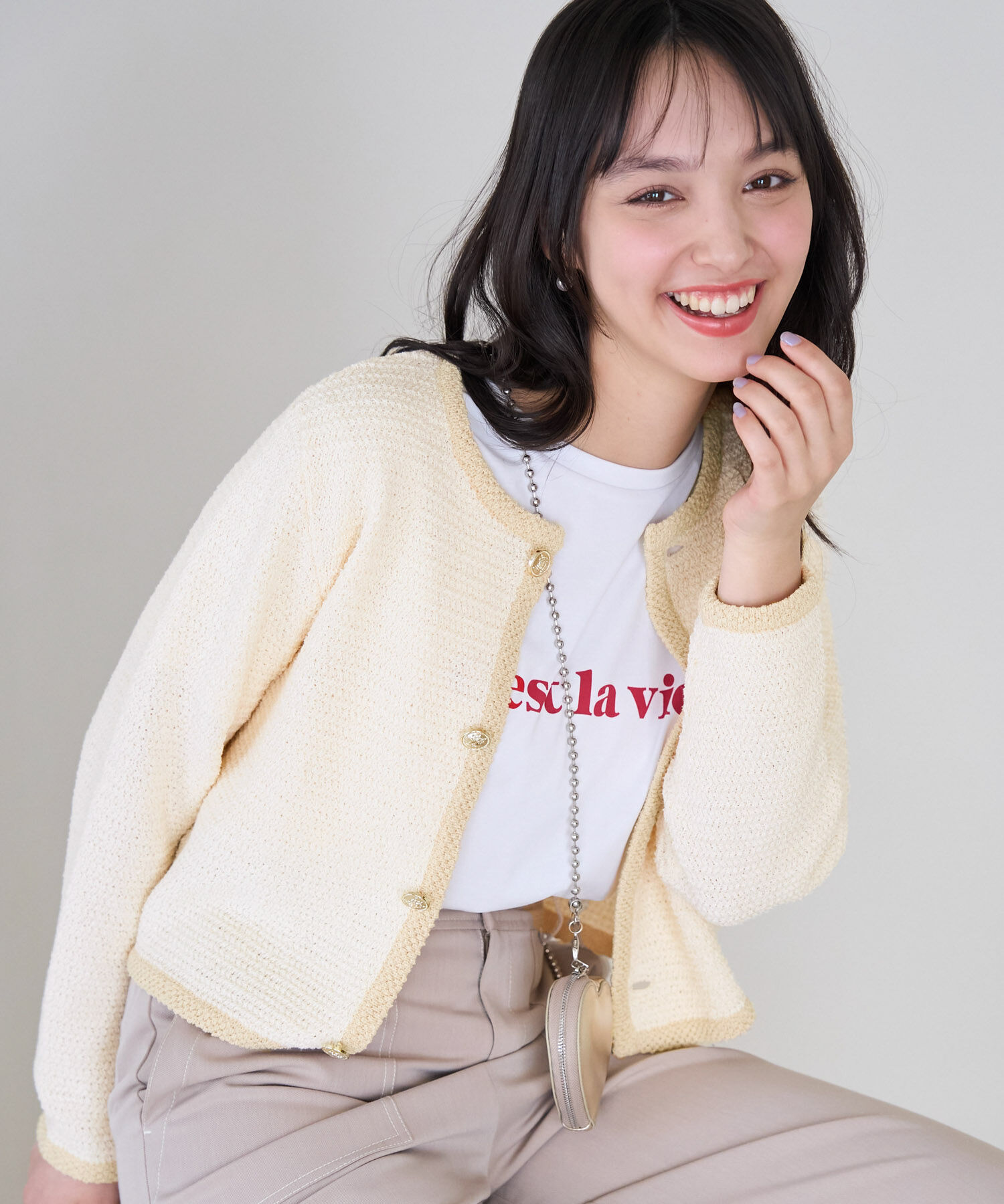 Rope&rsquo;Picnic「サマーツイード風ニットカーディガン」|カーディガン|