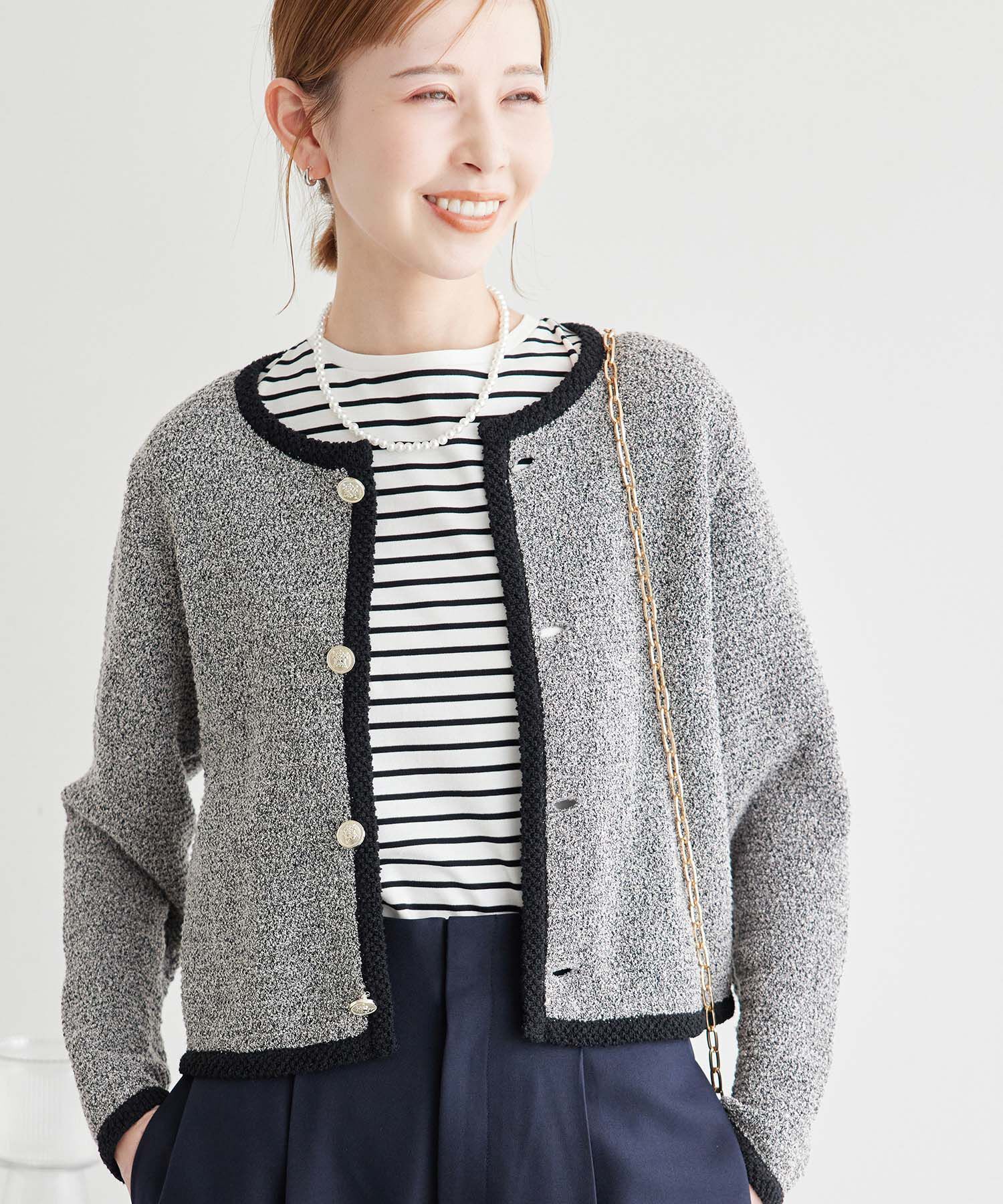 Rope&rsquo;Picnic「サマーツイード風ニットカーディガン」|カーディガン|