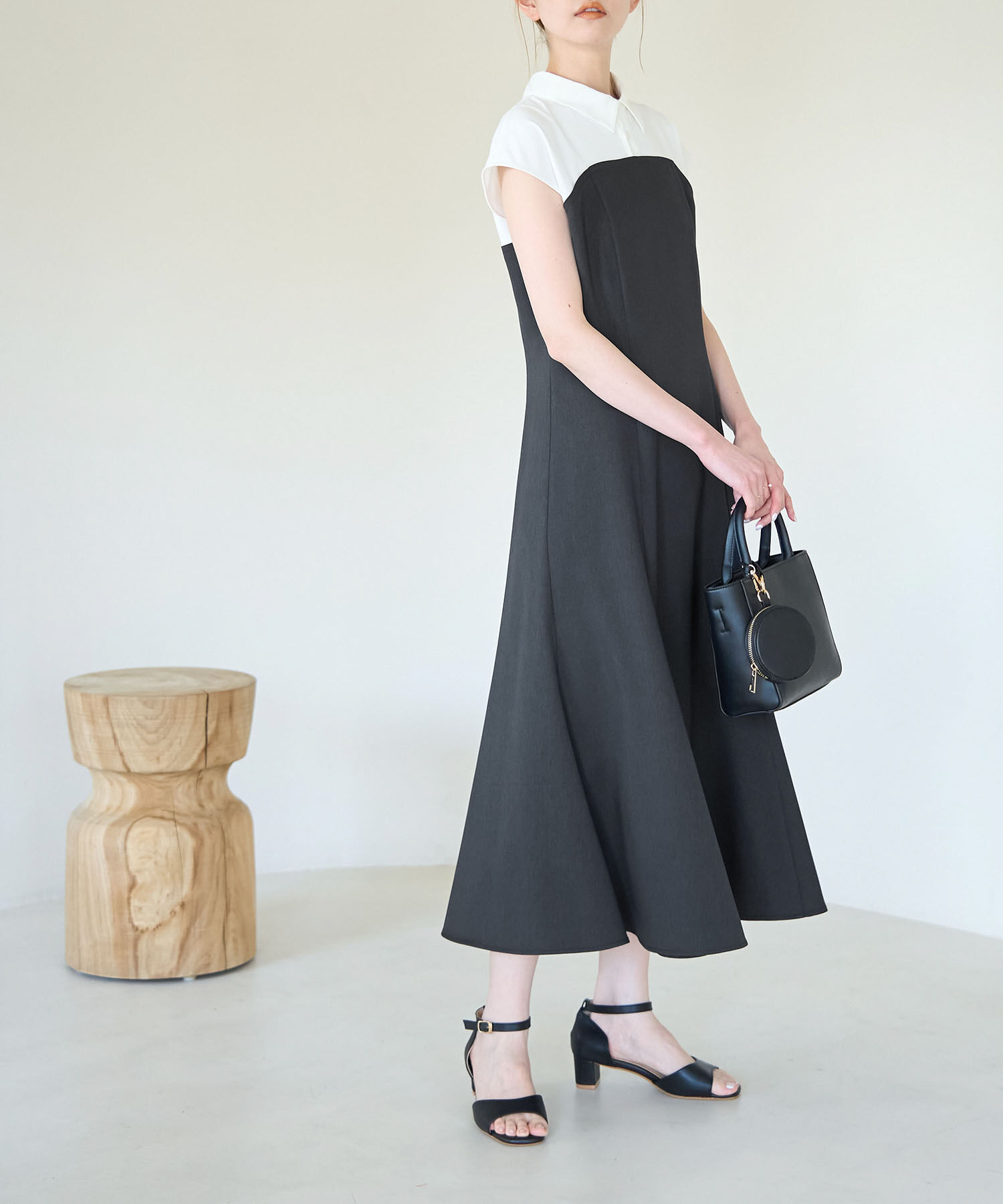 Rope&rsquo;Picnic「ドッキングマーメイドフレンチスリーブワンピース」|ワンピース|ブラック系(02)