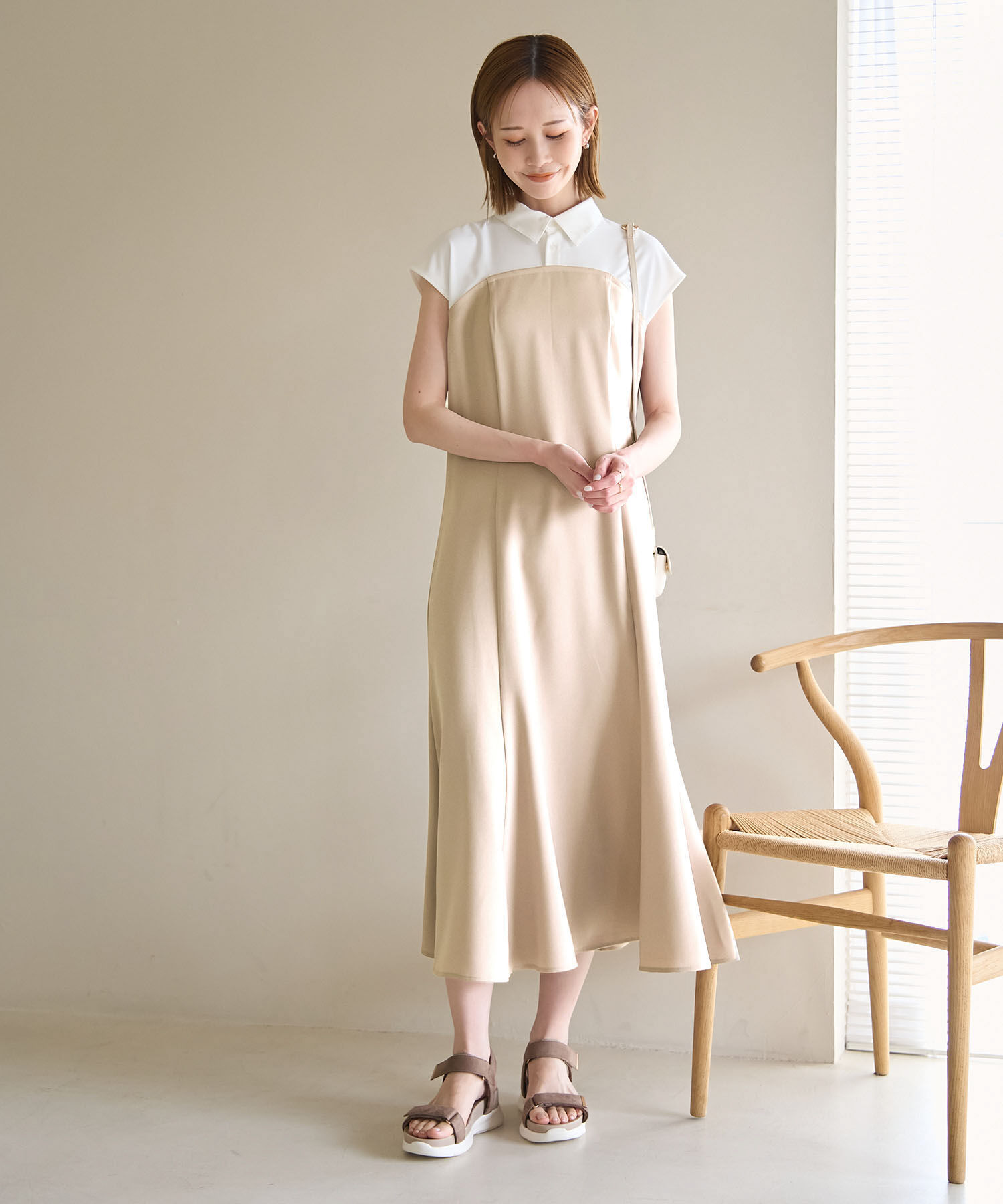 Rope&rsquo;Picnic「ドッキングマーメイドフレンチスリーブワンピース」|ワンピース|