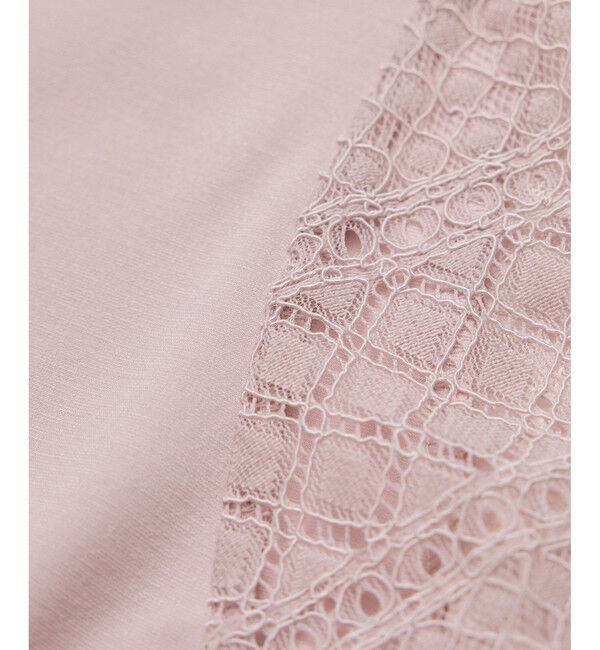Rope&rsquo;Picnic「【UVカット・接触冷感】Cutee レースドッキングフレアスリーブトップス/リンクコーデ」|Tシャツ・カットソー|
