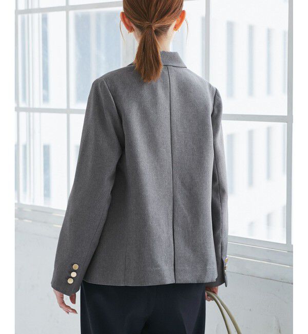Rope&rsquo;Picnic「レディハンサムシリーズ ウールライク金ボタンジャケット(半裏地)/セットアップ・通勤対応」|テーラードジャケット|