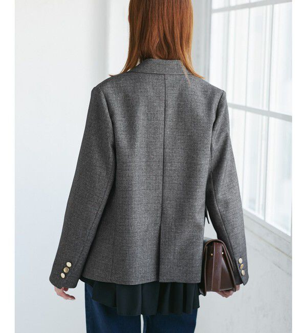 Rope&rsquo;Picnic「レディハンサムシリーズ ウールライク金ボタンジャケット(半裏地)/セットアップ・通勤対応」|テーラードジャケット|