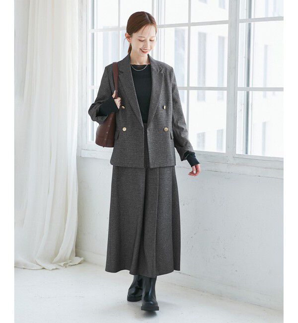 Rope&rsquo;Picnic「レディハンサムシリーズ ウールライク金ボタンジャケット(半裏地)/セットアップ・通勤対応」|テーラードジャケット|