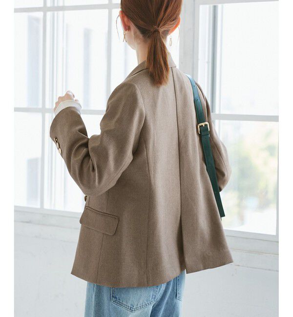 Rope&rsquo;Picnic「レディハンサムシリーズ ウールライク金ボタンジャケット(半裏地)/セットアップ・通勤対応」|テーラードジャケット|