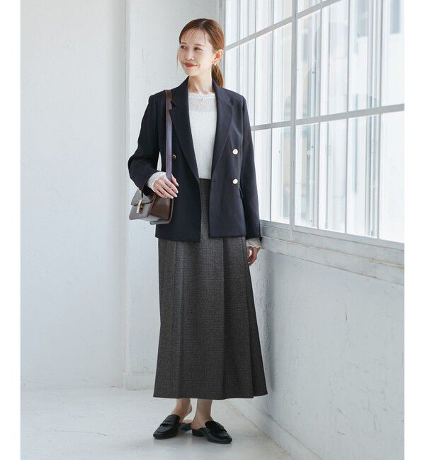 Rope&rsquo;Picnic「レディハンサムシリーズ ウールライク金ボタンジャケット(半裏地)/セットアップ・通勤対応」|テーラードジャケット|