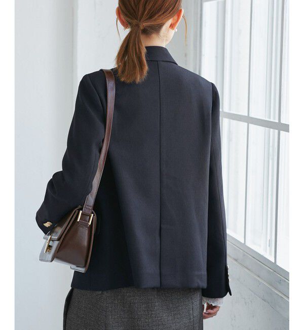 Rope&rsquo;Picnic「レディハンサムシリーズ ウールライク金ボタンジャケット(半裏地)/セットアップ・通勤対応」|テーラードジャケット|
