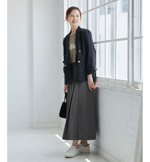 Rope&rsquo;Picnic「レディハンサムシリーズ ウールライク金ボタンジャケット(半裏地)/セットアップ・通勤対応」|テーラードジャケット|