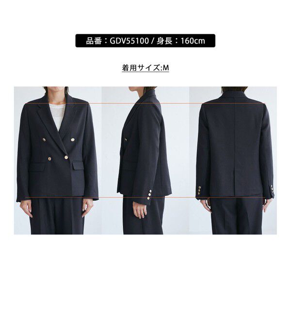 Rope&rsquo;Picnic「レディハンサムシリーズ ウールライク金ボタンジャケット(半裏地)/セットアップ・通勤対応」|テーラードジャケット|