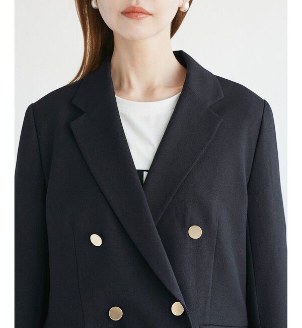 Rope&rsquo;Picnic「レディハンサムシリーズ ウールライク金ボタンジャケット(半裏地)/セットアップ・通勤対応」|テーラードジャケット|