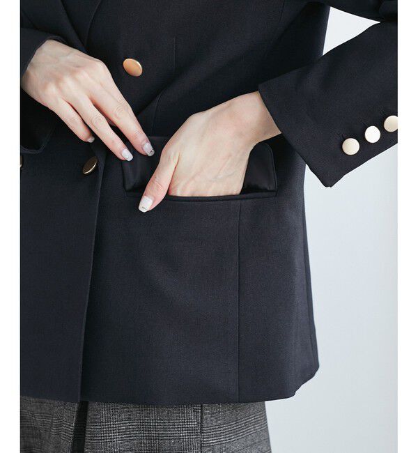 Rope&rsquo;Picnic「レディハンサムシリーズ ウールライク金ボタンジャケット(半裏地)/セットアップ・通勤対応」|テーラードジャケット|