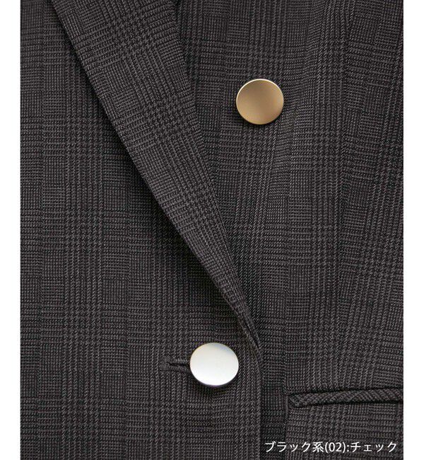Rope&rsquo;Picnic「レディハンサムシリーズ ウールライク金ボタンジャケット(半裏地)/セットアップ・通勤対応」|テーラードジャケット|