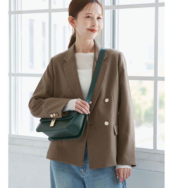 Rope&rsquo;Picnic「レディハンサムシリーズ ウールライク金ボタンジャケット(半裏地)/セットアップ・通勤対応」|テーラードジャケット|ベージュ系(29)