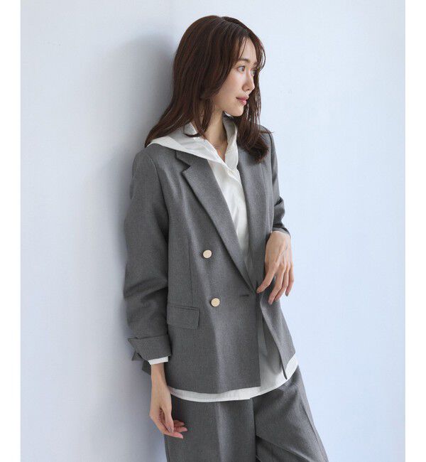 Rope&rsquo;Picnic「レディハンサムシリーズ ウールライク金ボタンジャケット(総裏地)/セットアップ対応」|テーラードジャケット|