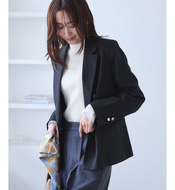 Rope&rsquo;Picnic「レディハンサムシリーズ ウールライク金ボタンジャケット(総裏地)/セットアップ対応」|テーラードジャケット|