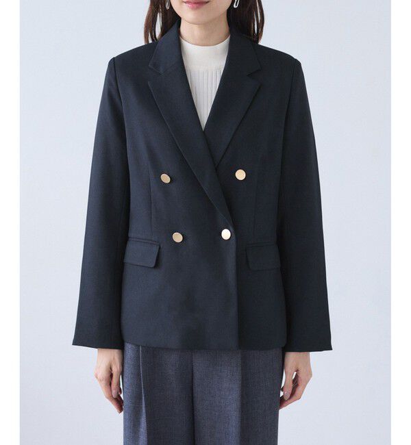 Rope&rsquo;Picnic「レディハンサムシリーズ ウールライク金ボタンジャケット(総裏地)/セットアップ対応」|テーラードジャケット|