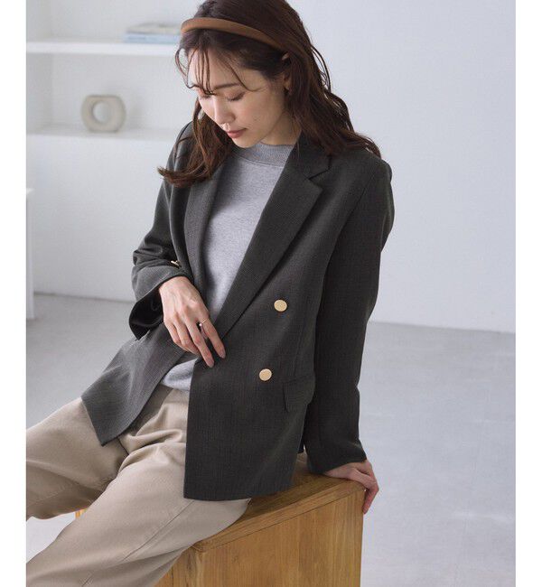 Rope&rsquo;Picnic「レディハンサムシリーズ ウールライク金ボタンジャケット(総裏地)/セットアップ対応」|テーラードジャケット|