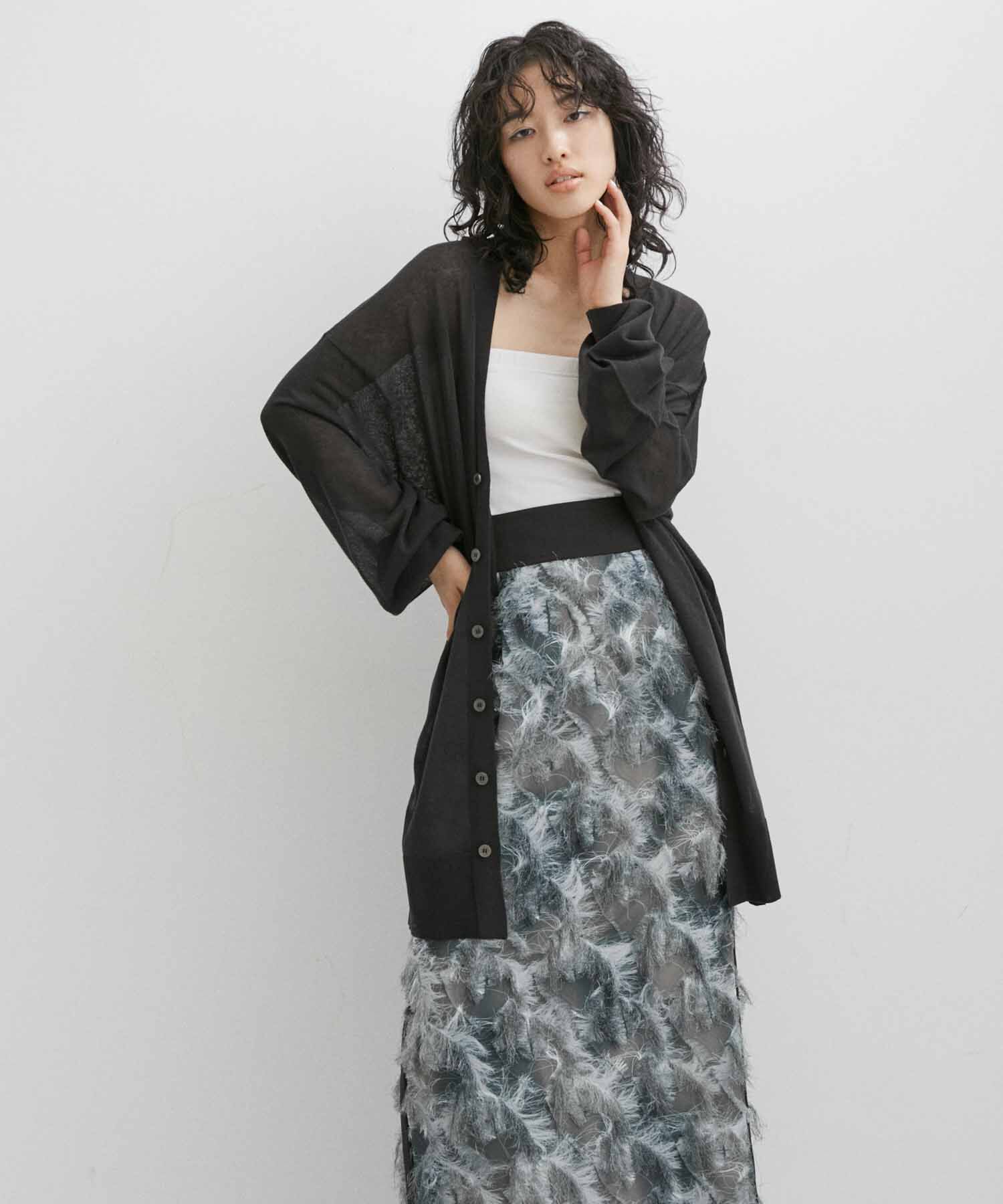 ADAM ET ROPE'「【WEB限定】麻調 ロングルーズ シアー サマーニット ロングカーディガン / ユニセックス」|カーディガン|