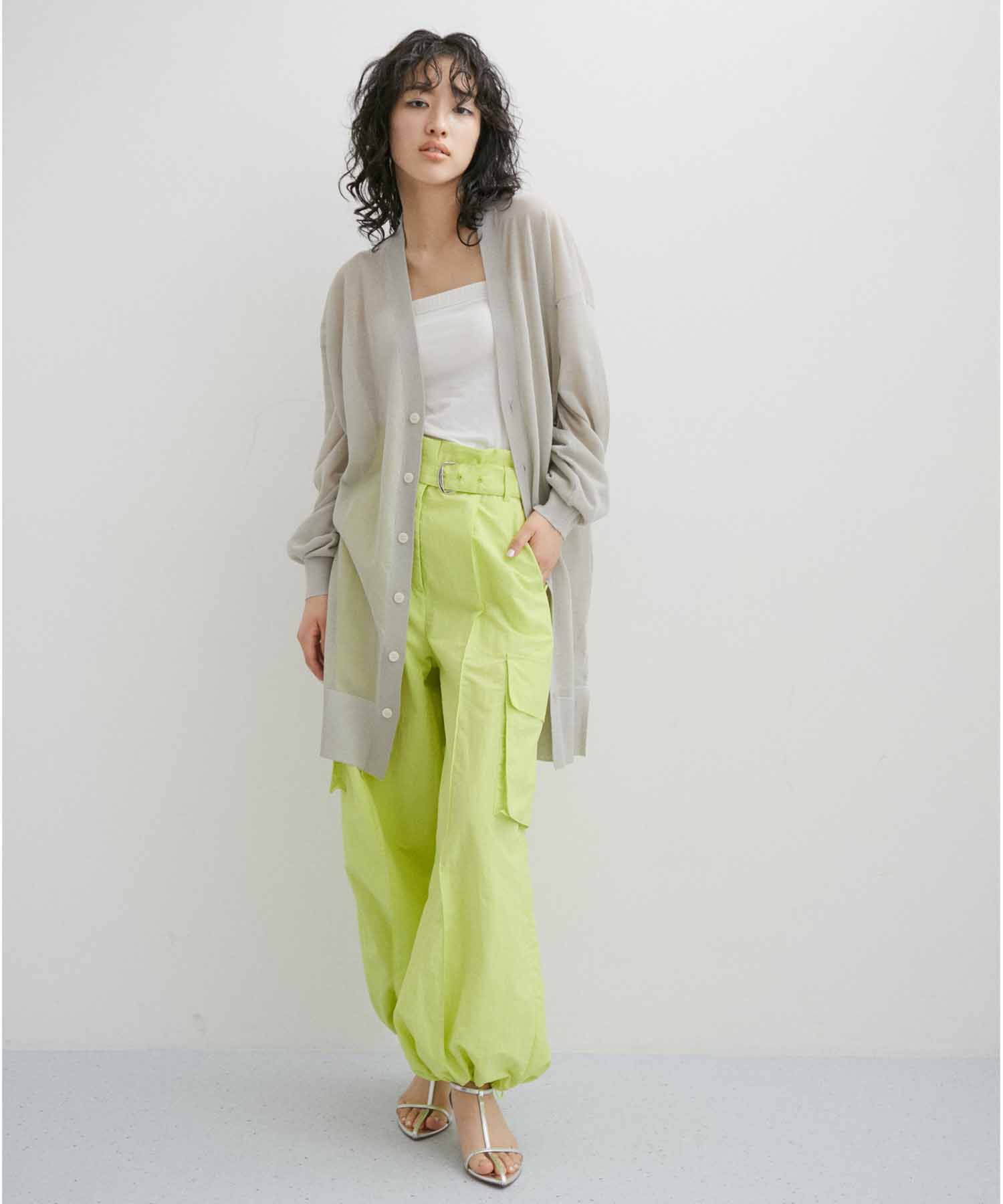 ADAM ET ROPE'「【WEB限定】麻調 ロングルーズ シアー サマーニット ロングカーディガン / ユニセックス」|カーディガン|