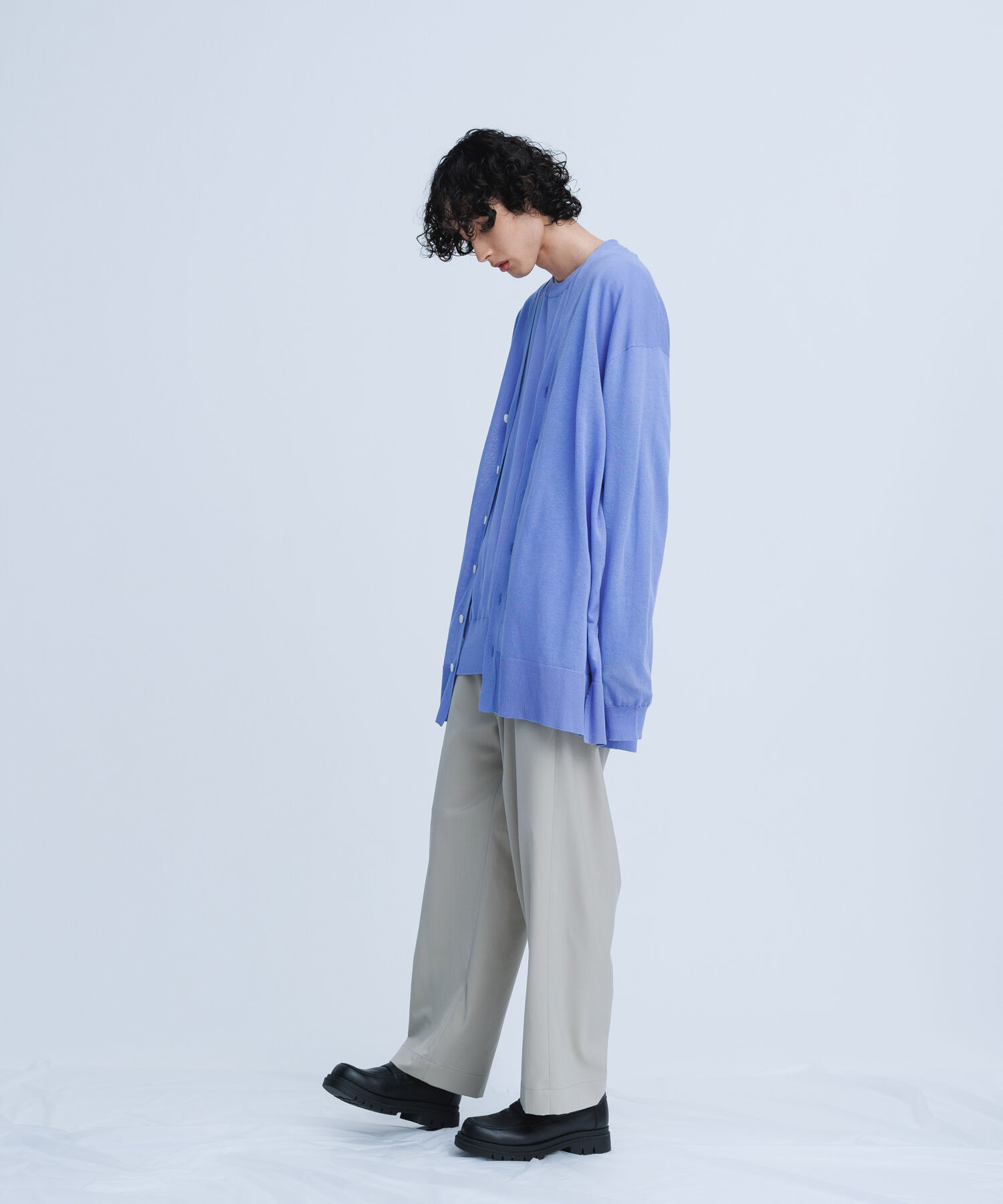 ADAM ET ROPE'「【WEB限定】麻調 ロングルーズ シアー サマーニット ロングカーディガン / ユニセックス」|カーディガン|