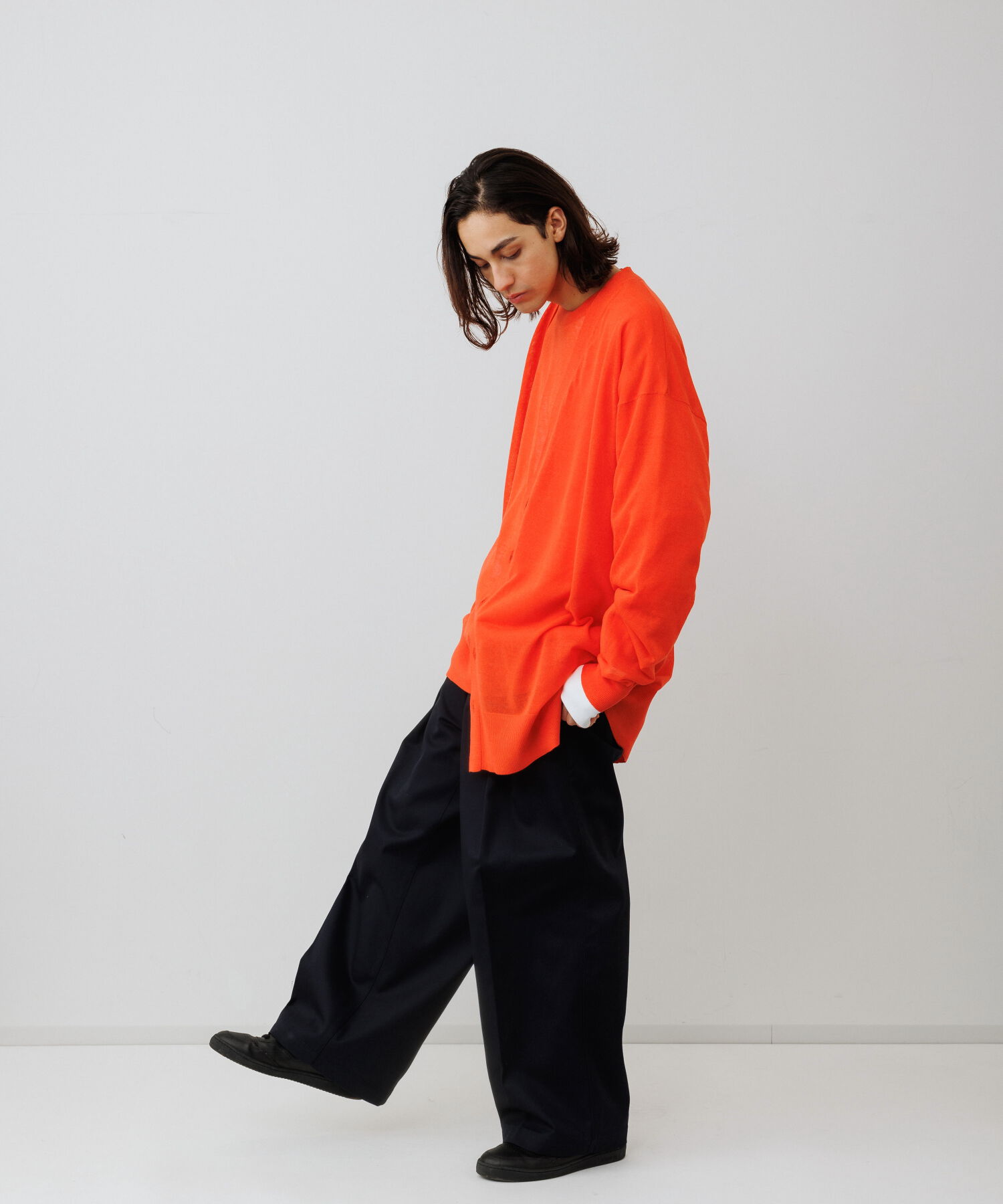 ADAM ET ROPE'「【WEB限定】麻調 ロングルーズ シアー サマーニット ロングカーディガン / ユニセックス」|カーディガン|