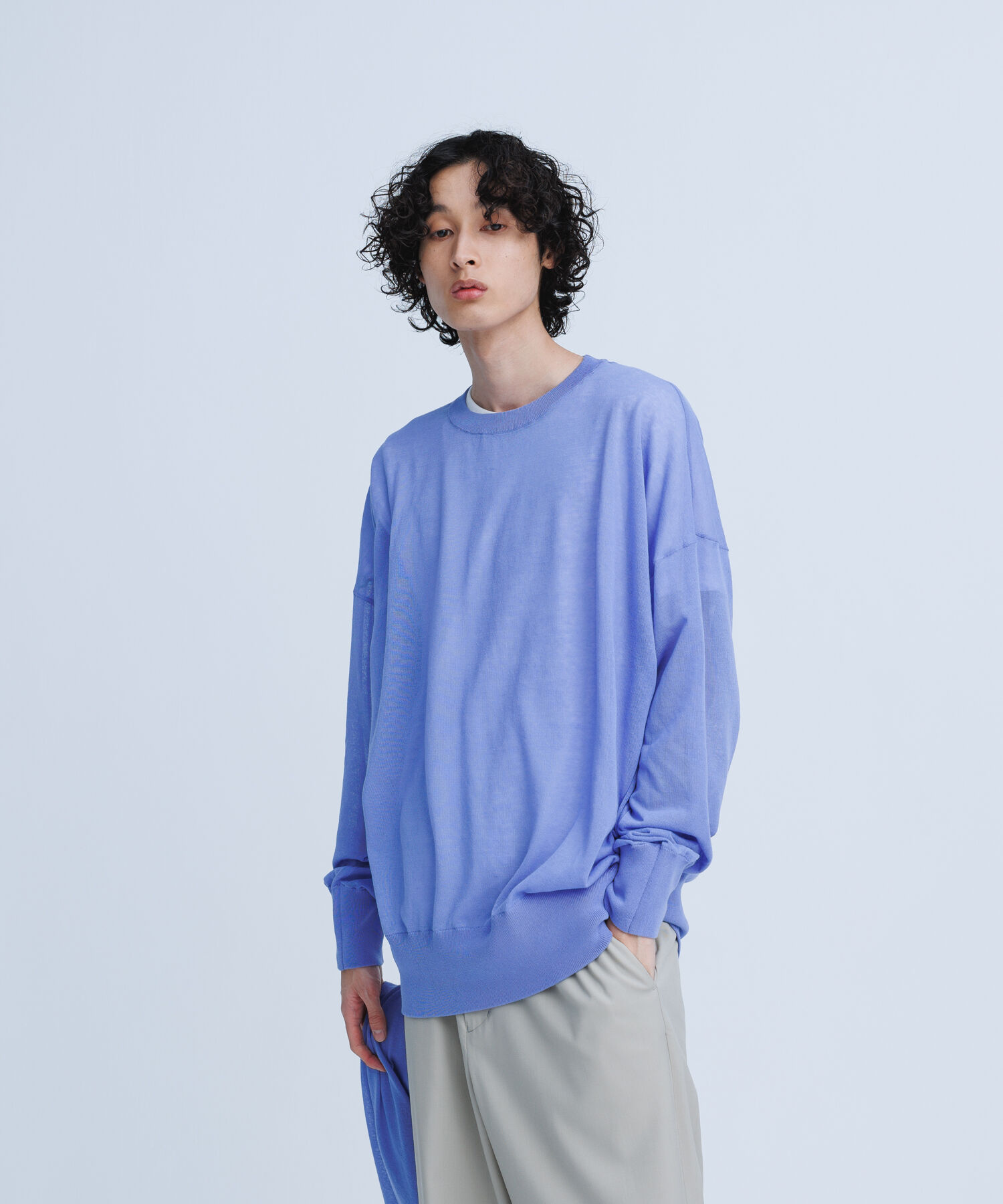 ADAM ET ROPE'「【WEB限定】麻調 ロングルーズ シアー サマーニット ロングカーディガン / ユニセックス」|カーディガン|