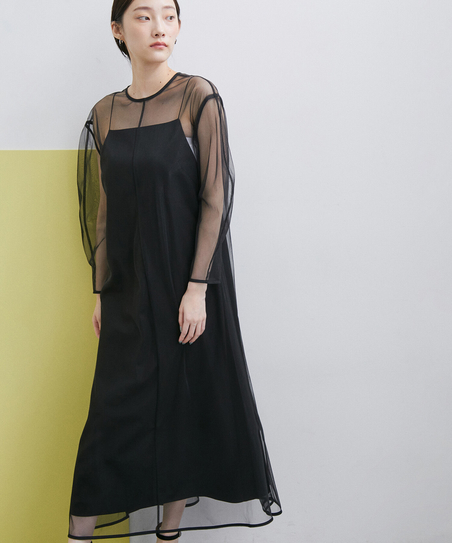 ADAM ET ROPE'「【WEB限定(一部店舗展開あり)】〈SETアイテム〉チュールレイヤードキャミドレス」|ワンピース|