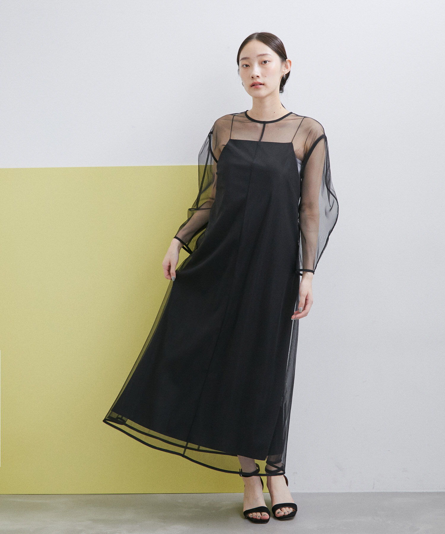 ADAM ET ROPE'「【WEB限定(一部店舗展開あり)】〈SETアイテム〉チュールレイヤードキャミドレス」|ワンピース|