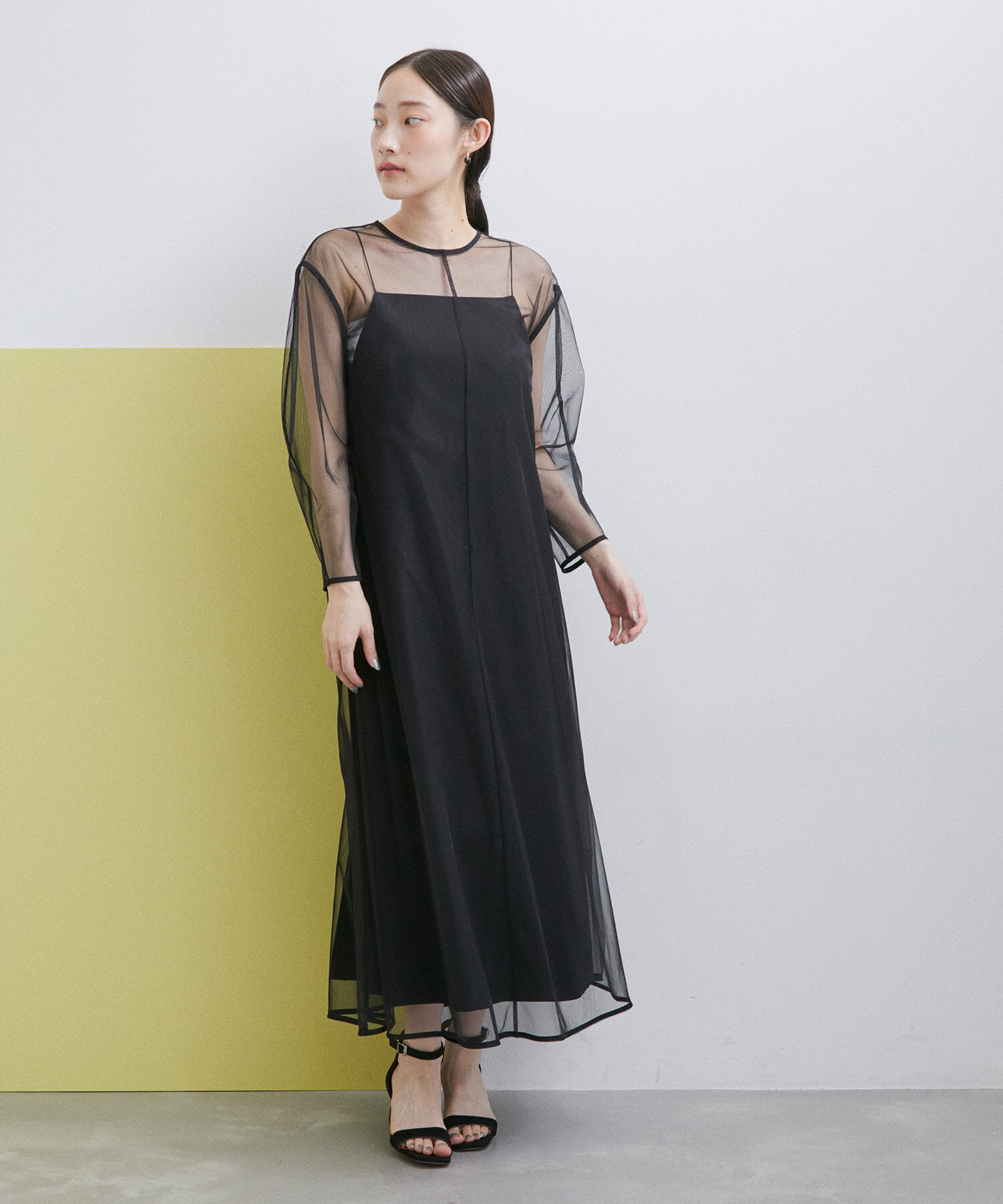 ADAM ET ROPE'「【WEB限定(一部店舗展開あり)】〈SETアイテム〉チュールレイヤードキャミドレス」|ワンピース|