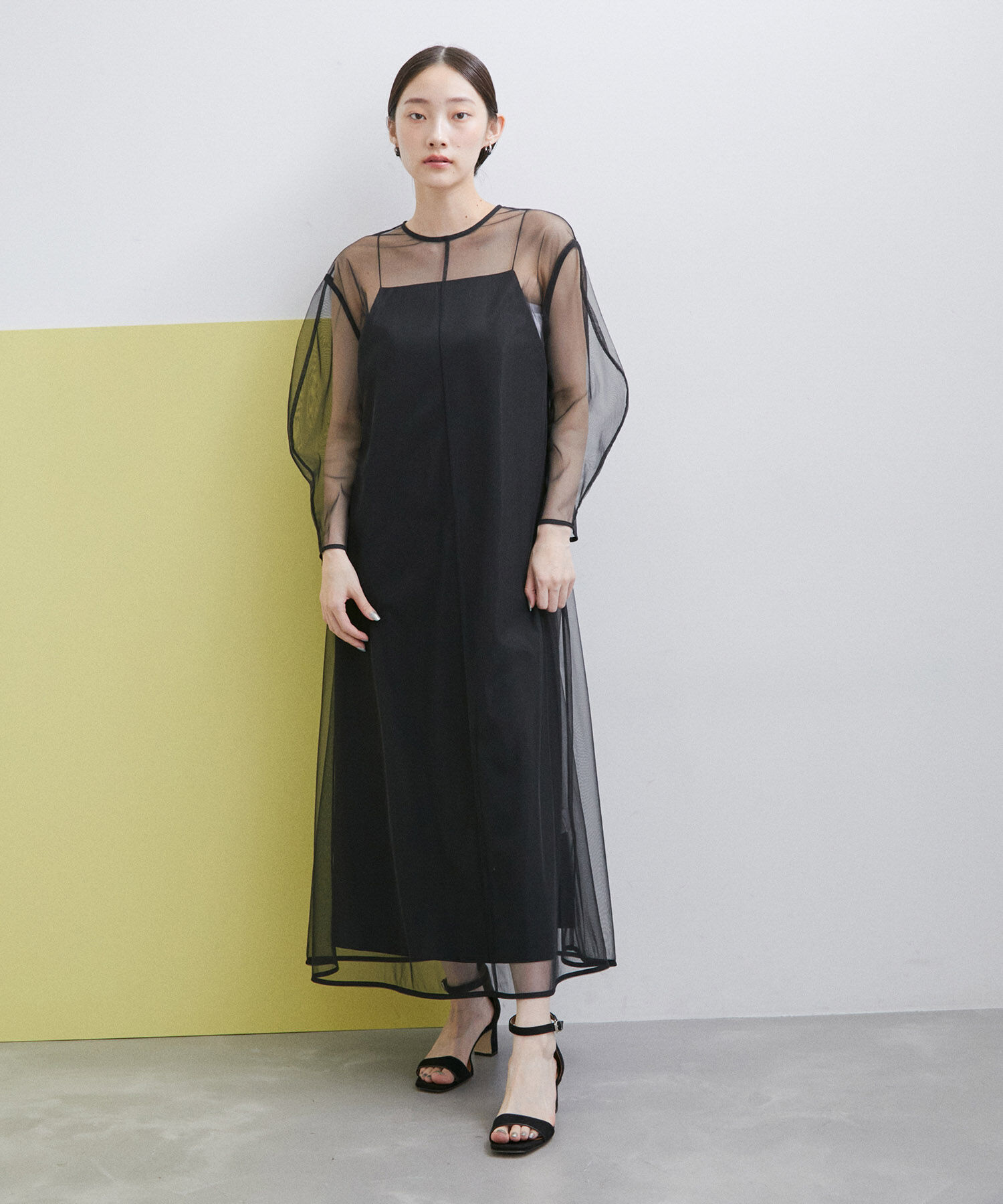 ADAM ET ROPE'「【WEB限定(一部店舗展開あり)】〈SETアイテム〉チュールレイヤードキャミドレス」|ワンピース|