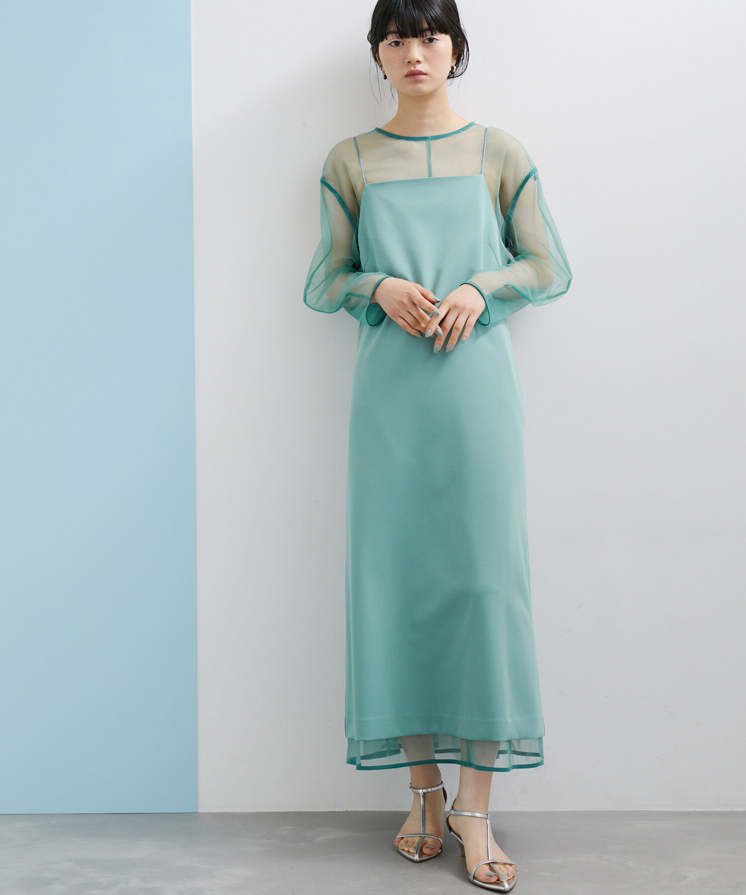 ADAM ET ROPE'「【WEB限定(一部店舗展開あり)】〈SETアイテム〉チュールレイヤードキャミドレス」|ワンピース|