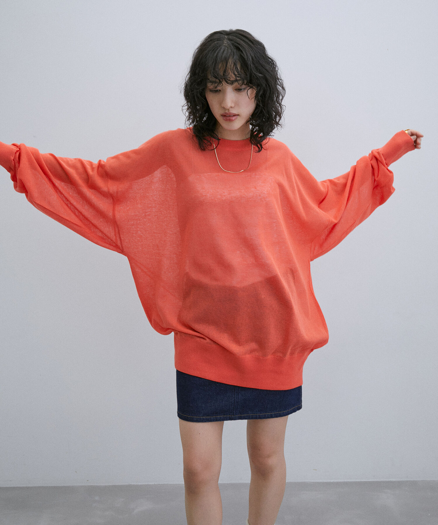 ADAM ET ROPE'「《新色追加》【WEB限定】麻調 ルーズ シアー サマーニット ビッグプルオーバー / ユニセックス」|ニット・セーター|