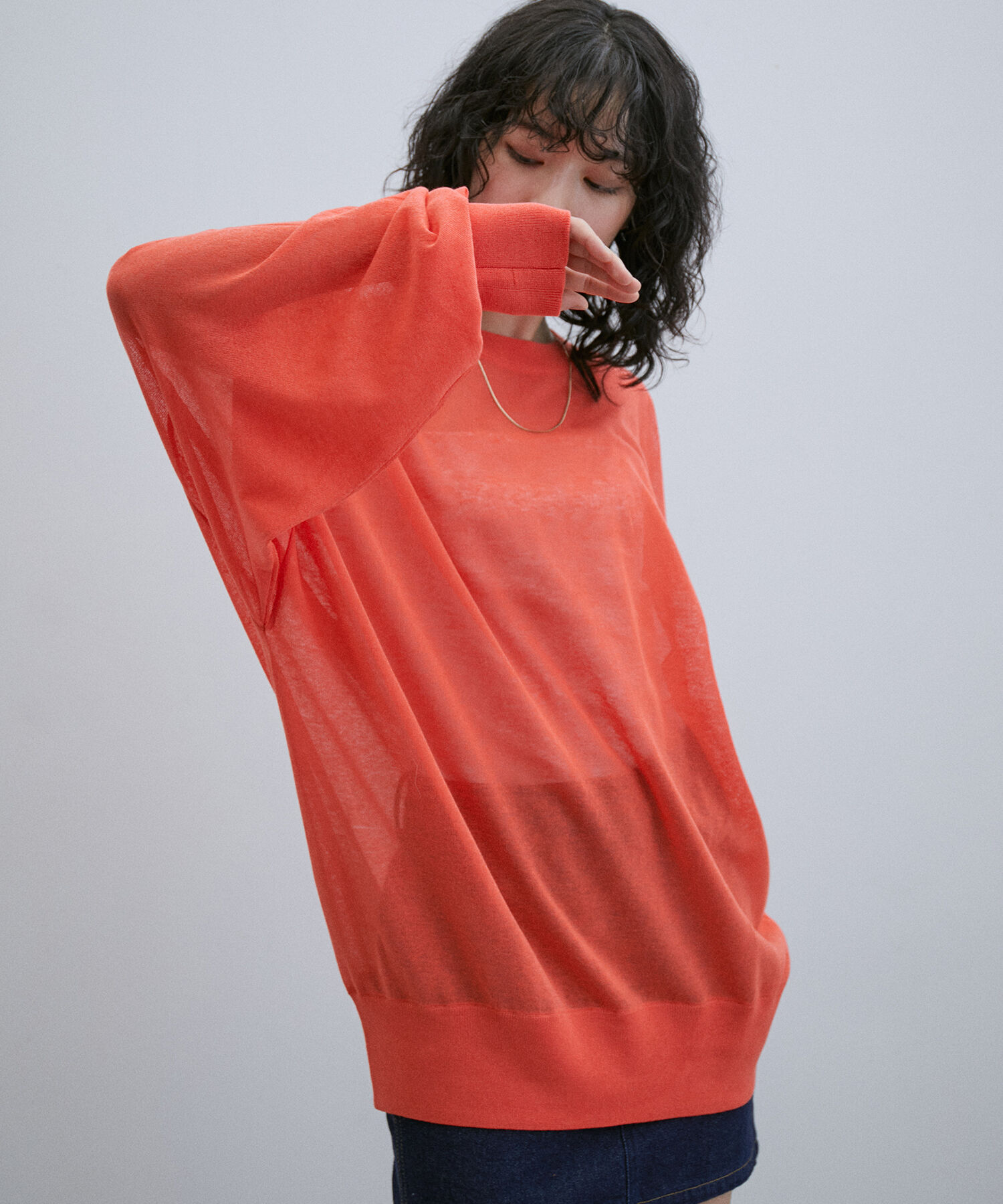 ADAM ET ROPE'「《新色追加》【WEB限定】麻調 ルーズ シアー サマーニット ビッグプルオーバー / ユニセックス」|ニット・セーター|