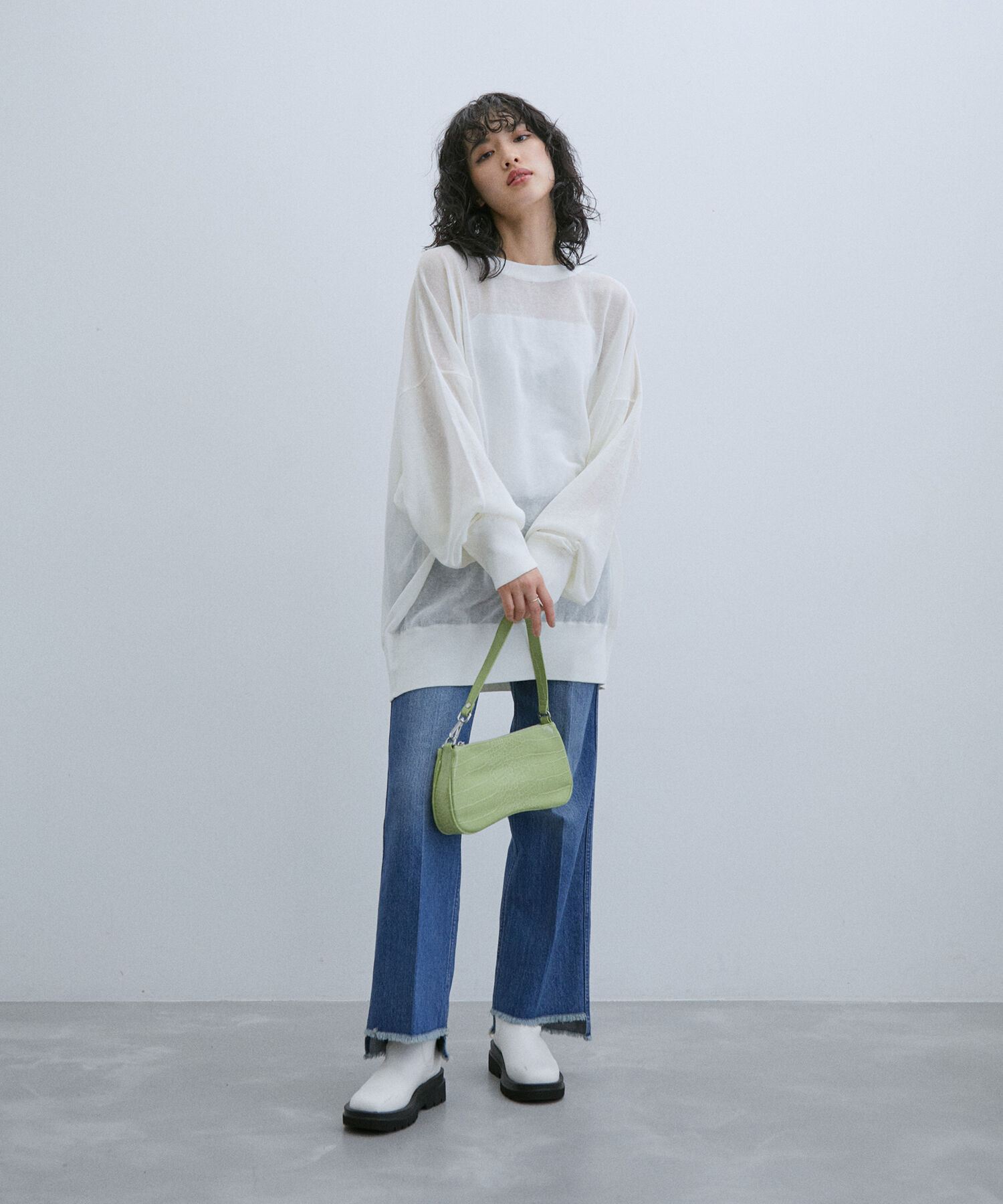 ADAM ET ROPE'「《新色追加》【WEB限定】麻調 ルーズ シアー サマーニット ビッグプルオーバー / ユニセックス」|ニット・セーター|