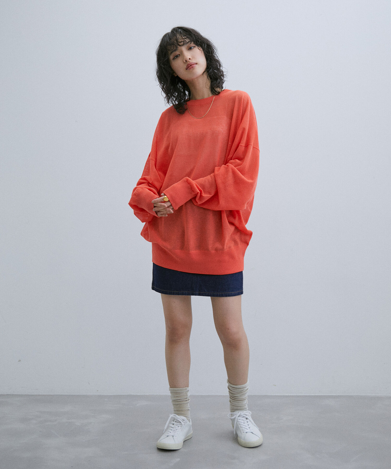 ADAM ET ROPE'「《新色追加》【WEB限定】麻調 ルーズ シアー サマーニット ビッグプルオーバー / ユニセックス」|ニット・セーター|