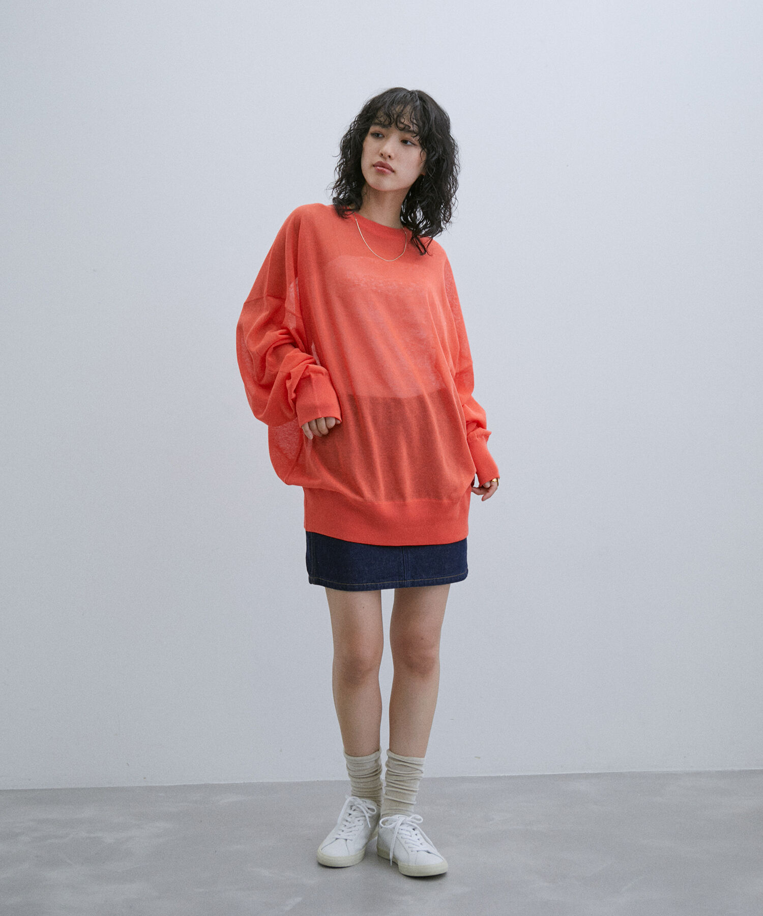 ADAM ET ROPE'「《新色追加》【WEB限定】麻調 ルーズ シアー サマーニット ビッグプルオーバー / ユニセックス」|ニット・セーター|