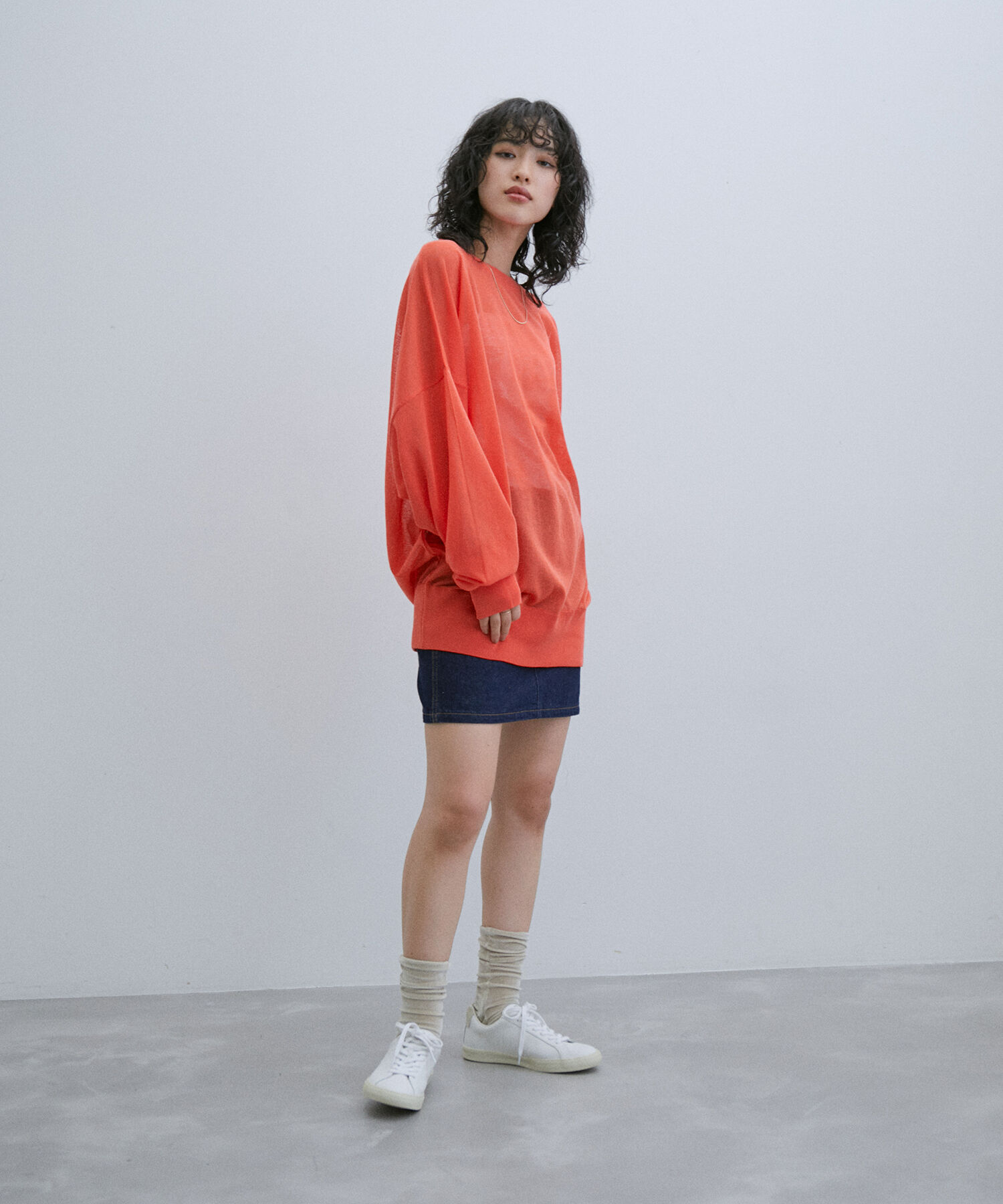 ADAM ET ROPE'「《新色追加》【WEB限定】麻調 ルーズ シアー サマーニット ビッグプルオーバー / ユニセックス」|ニット・セーター|