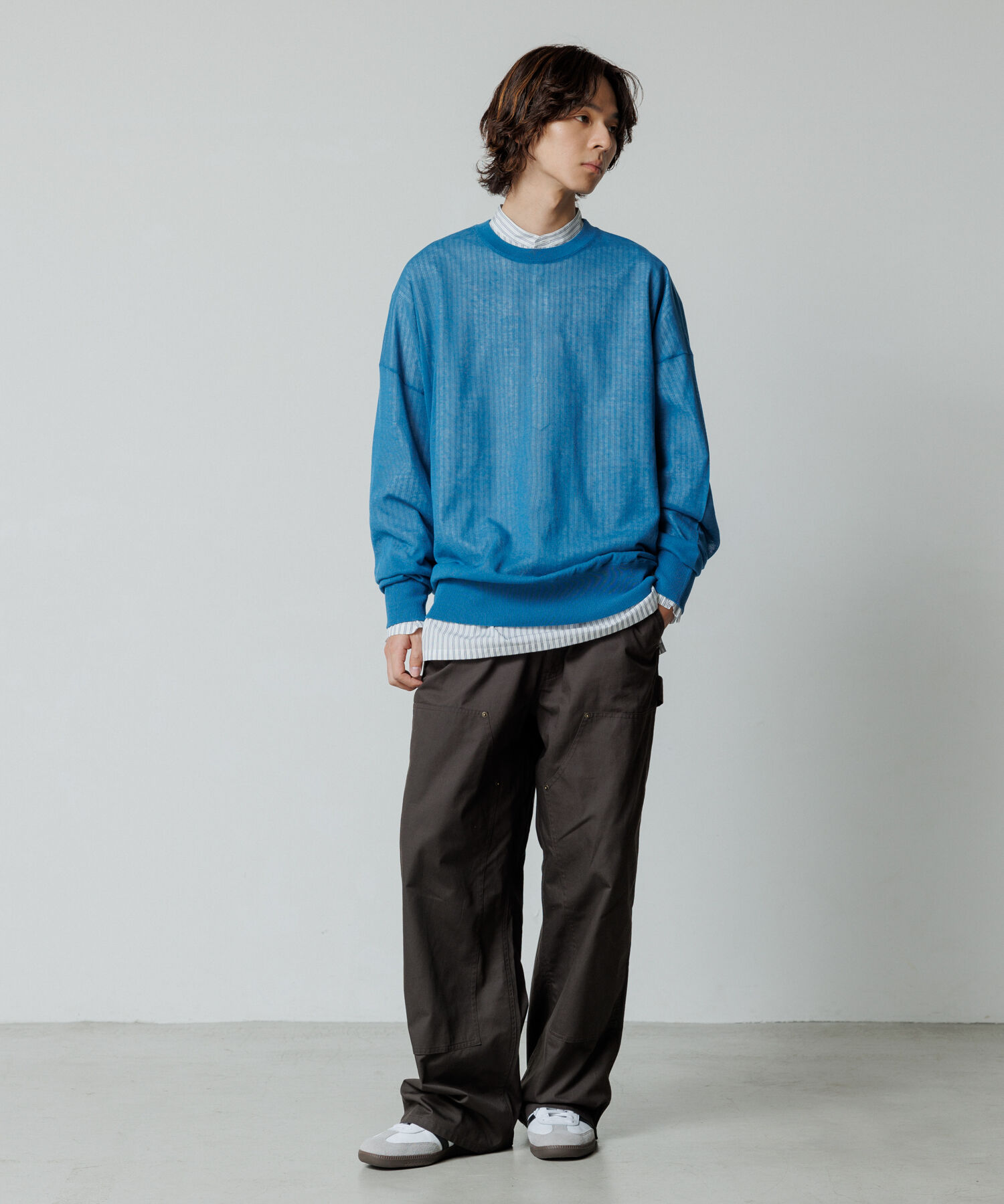 ADAM ET ROPE'「《新色追加》【WEB限定】麻調 ルーズ シアー サマーニット ビッグプルオーバー / ユニセックス」|ニット・セーター|