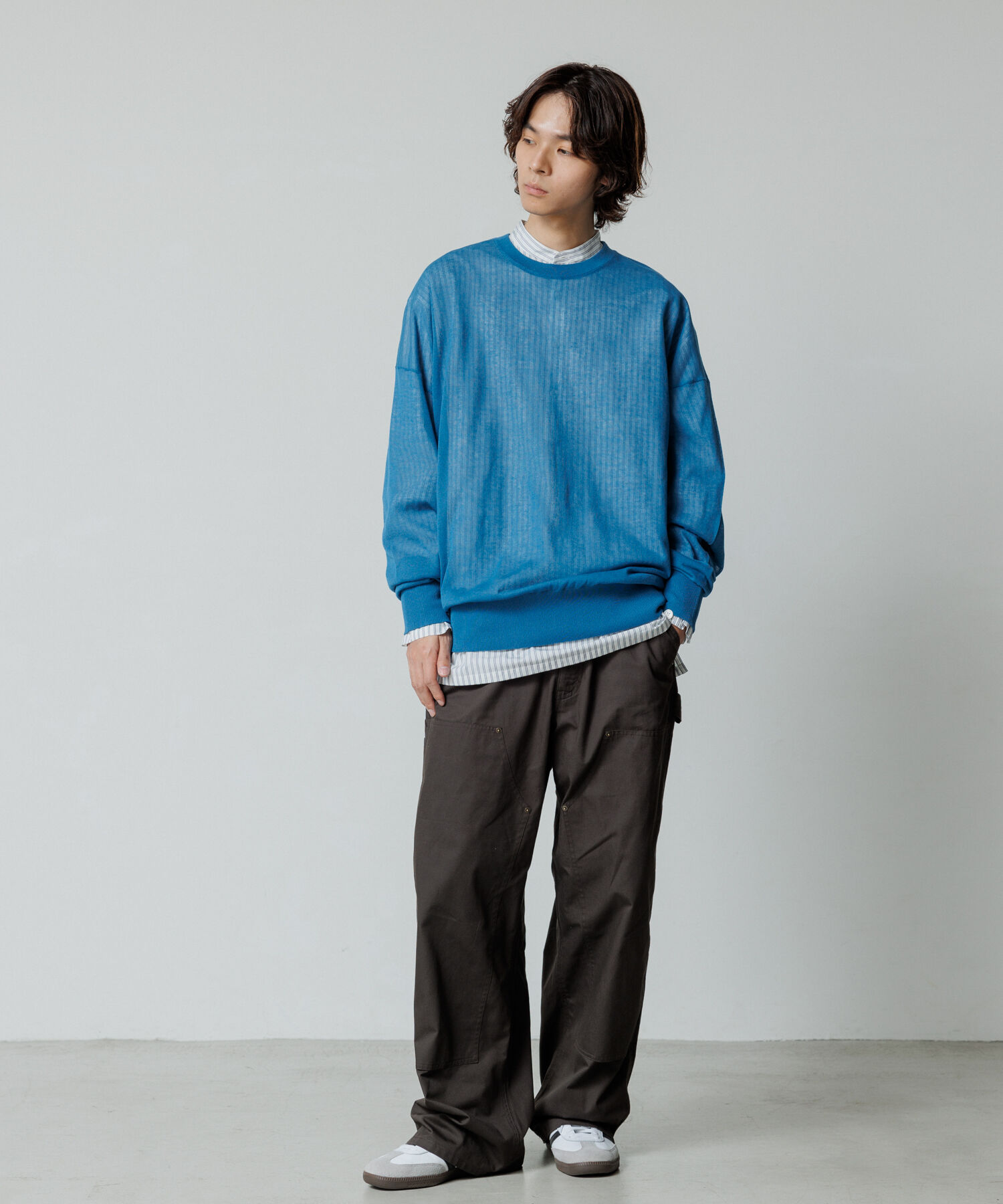 ADAM ET ROPE'「《新色追加》【WEB限定】麻調 ルーズ シアー サマーニット ビッグプルオーバー / ユニセックス」|ニット・セーター|