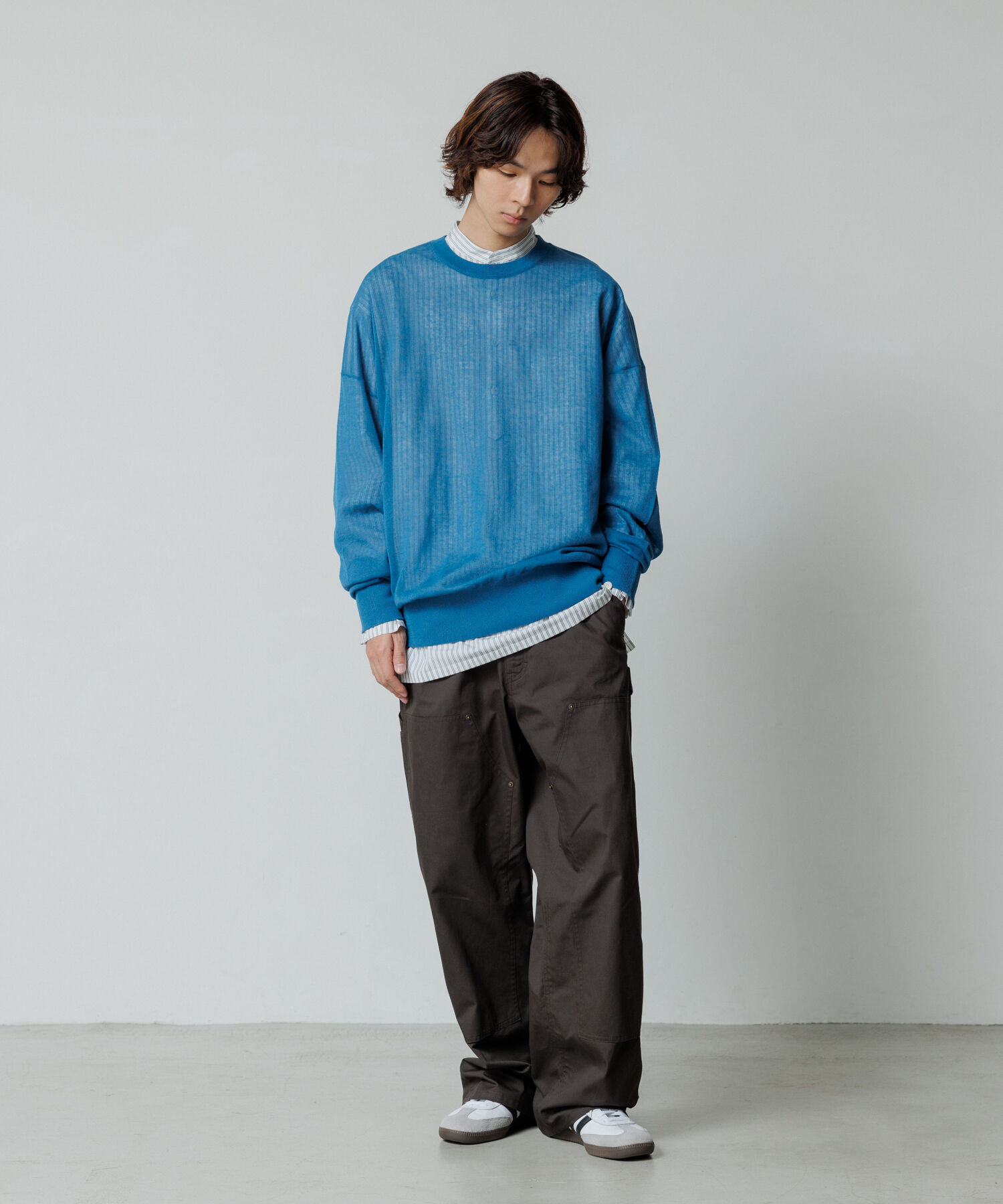 ADAM ET ROPE'「《新色追加》【WEB限定】麻調 ルーズ シアー サマーニット ビッグプルオーバー / ユニセックス」|ニット・セーター|