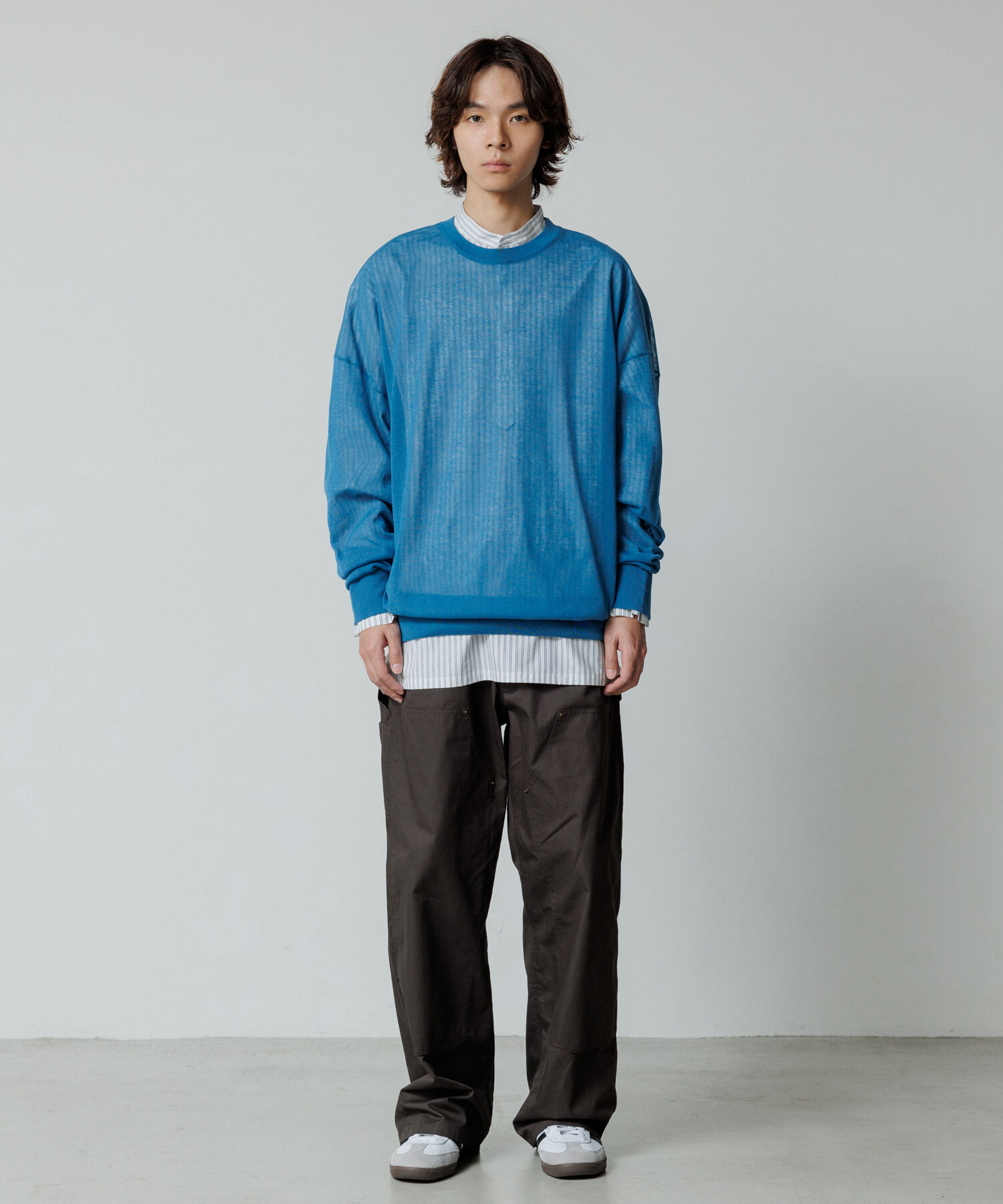 ADAM ET ROPE'「《新色追加》【WEB限定】麻調 ルーズ シアー サマーニット ビッグプルオーバー / ユニセックス」|ニット・セーター|