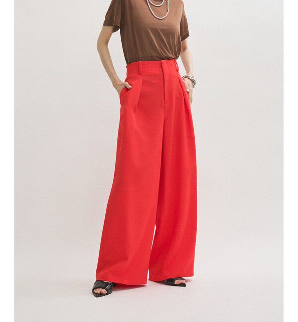 ADAM ET ROPE'「【サステナブル】リランチェベルトレススラックス」|スラックス|赤サブ