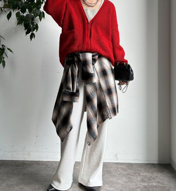  「ニットコーデュロイセミフレアイージーパンツ」|チノ|