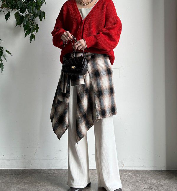  「ニットコーデュロイセミフレアイージーパンツ」|チノ|